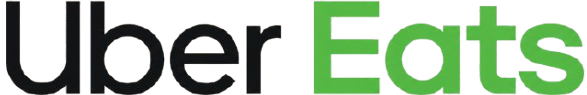 Uber Eats logo with black Uber text and green Eats text